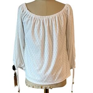 MICHAEL KORS WHITE EYELET TOP SZ LG